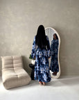 Geri Navy Linen Floral Summer Modest Dress