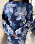 Geri Navy Linen Floral Summer Modest Dress
