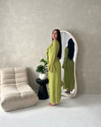 Tara Lime Green Lace Ruffle Frill Detail Summer Dress