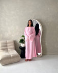 Abi Pink Linen Lace Detail Summer Dress