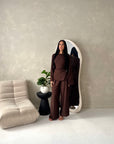 Miray Brown Ring Buckle Linen Trouser Co Ord Set