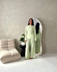 Miray Mint Ring Buckle Linen Trouser Co Ord Set