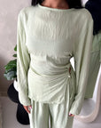Miray Mint Ring Buckle Linen Trouser Co Ord Set