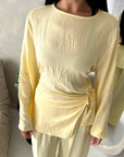 Miray Yellow Ring Buckle Linen Trouser Co Ord Set