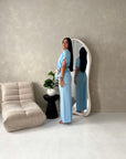 Eisi Blue V Neck Wrap Printed Tie Trouser Co Ord Set