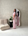 Eisi Pink V Neck Wrap Printed Tie Trouser Co Ord Set