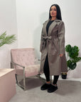 Arzu Mocha Belted Pocket Lightweight Jacket Coat