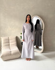 Noor Grey Plain A Line Tie Back Smock Dress