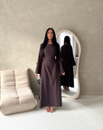 Noor Brown Plain A Line Tie Back Smock Dress