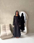 Noor Black Plain A Line Tie Back Smock Dress