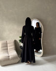 Noor Black Plain A Line Tie Back Smock Dress