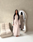 Noor Mocha Plain A Line Tie Back Smock Dress