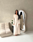 Noor Beige Plain A Line Tie Back Smock Dress