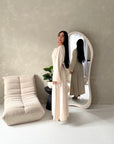 Noor Beige Plain A Line Tie Back Smock Dress