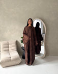 Roya Brown Diamante Detail Modest Kaftan Dress