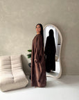 Roya Brown Diamante Detail Modest Kaftan Dress