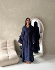 Roya Navy Diamante Detail Modest Kaftan Dress
