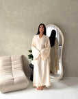 Roya Cream Diamante Detail Modest Kaftan Dress