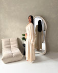 Roya Cream Diamante Detail Modest Kaftan Dress