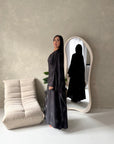 Roya Black Diamante Detail Modest Kaftan Dress
