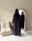 Roya Black Diamante Detail Modest Kaftan Dress