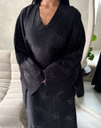 Roya Black Diamante Detail Modest Kaftan Dress