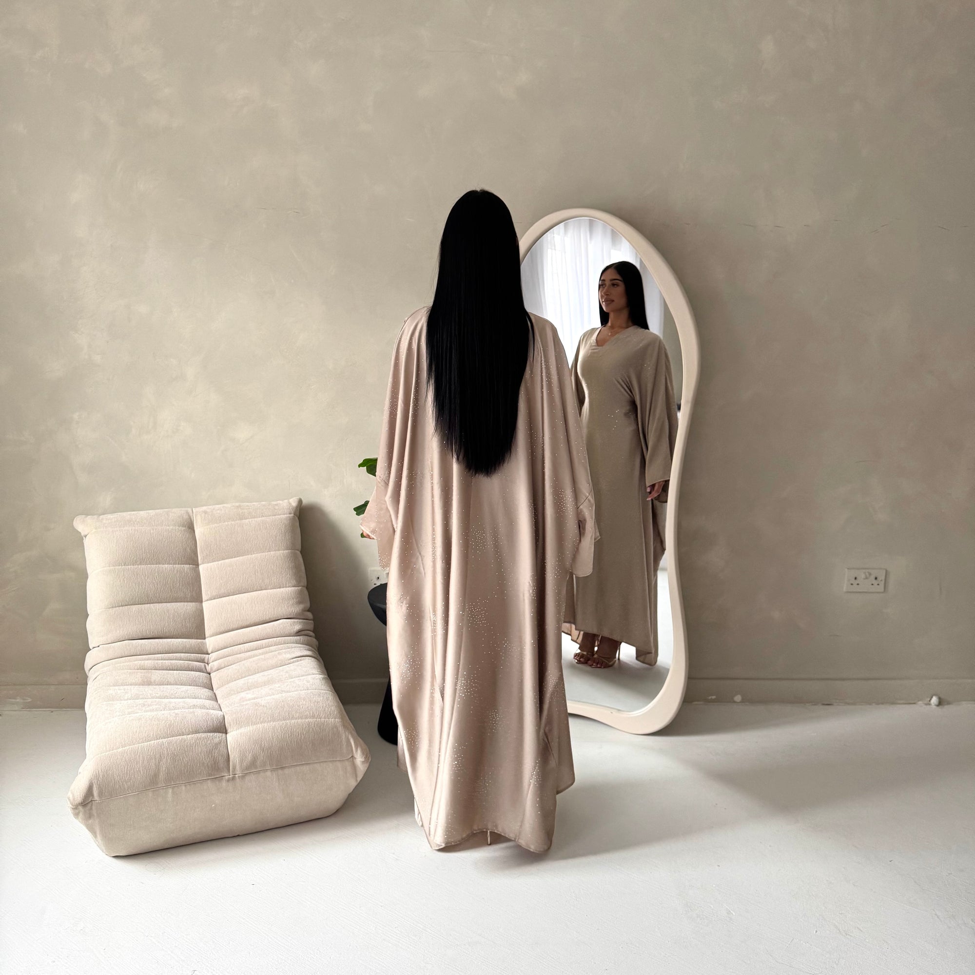 Roya Mocha Diamante Detail Modest Kaftan Dress