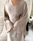 Roya Mocha Diamante Detail Modest Kaftan Dress