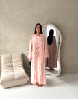 Amara Pink Lace Detail Two Peice Co Ord Abaya Set