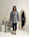 Tamara Grey Wrap Belted Short Coat