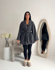 Tamara Charcoal Wrap Belted Short Coat
