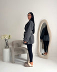 Tamara Charcoal Wrap Belted Short Coat