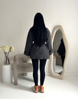 Tamara Charcoal Wrap Belted Short Coat