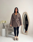 Tamara Mocha Wrap Belted Short Coat