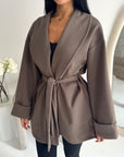 Tamara Mocha Wrap Belted Short Coat