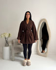 Tamara Brown Wrap Belted Short Coat