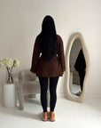 Tamara Brown Wrap Belted Short Coat