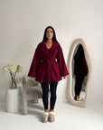 Tamara Wine Wrap Belted Short Coat