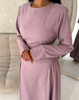 Marnia Pink A Line Tie Back Side Gather Dress