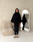 Hala Black High Neck Belted Poncho Coat