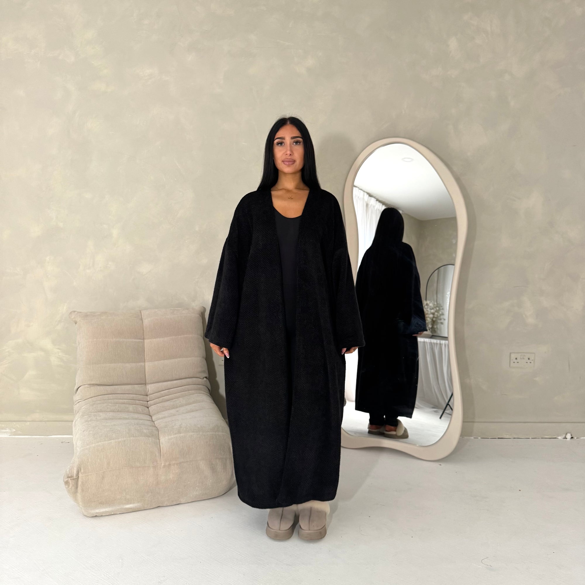 Rui Black Oversized Premium Soft Batwing Coat