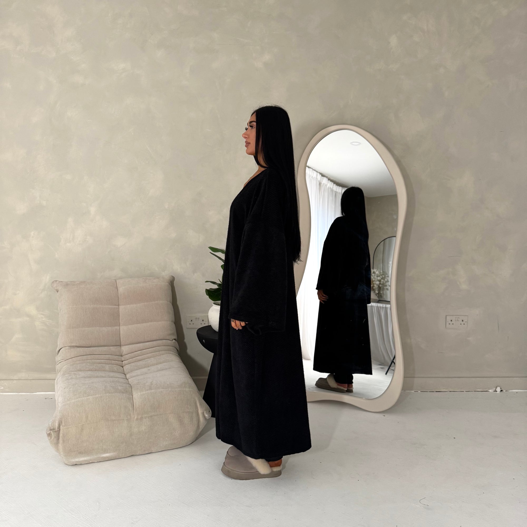 Rui Black Oversized Premium Soft Batwing Coat