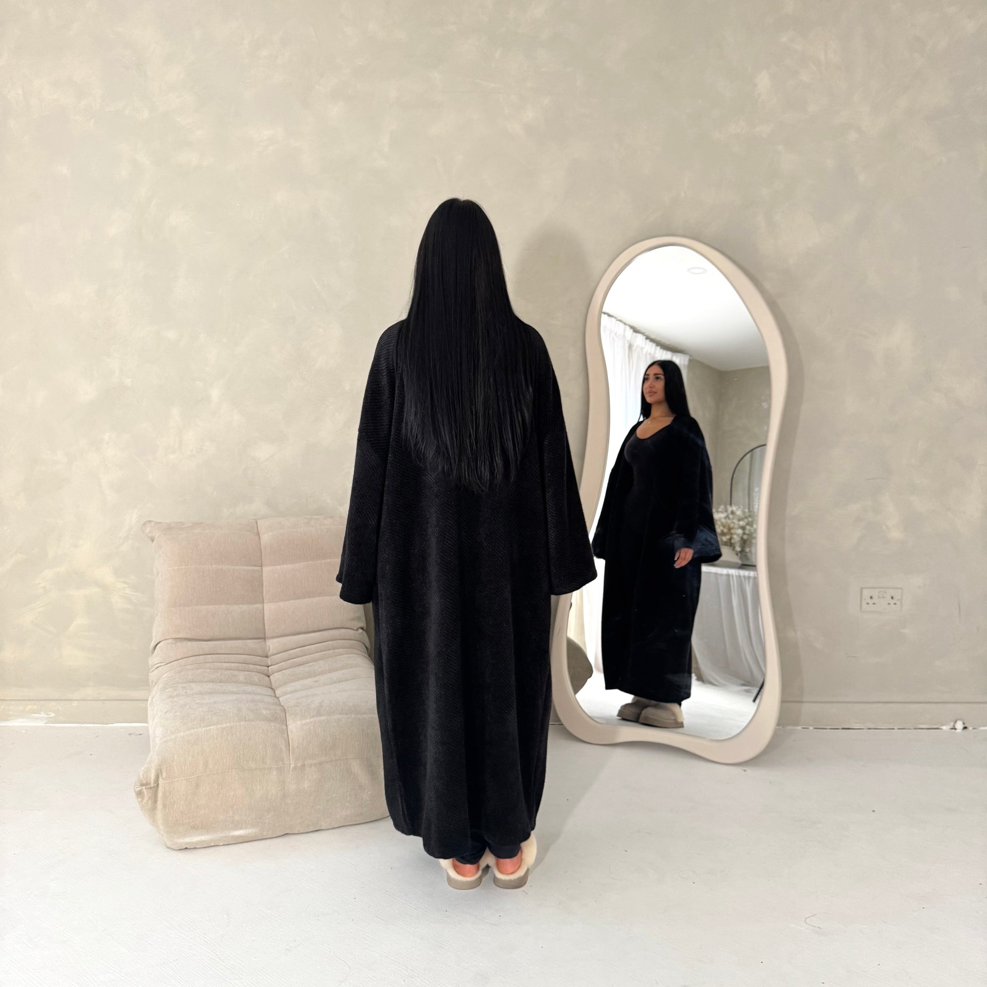 Rui Black Oversized Premium Soft Batwing Coat