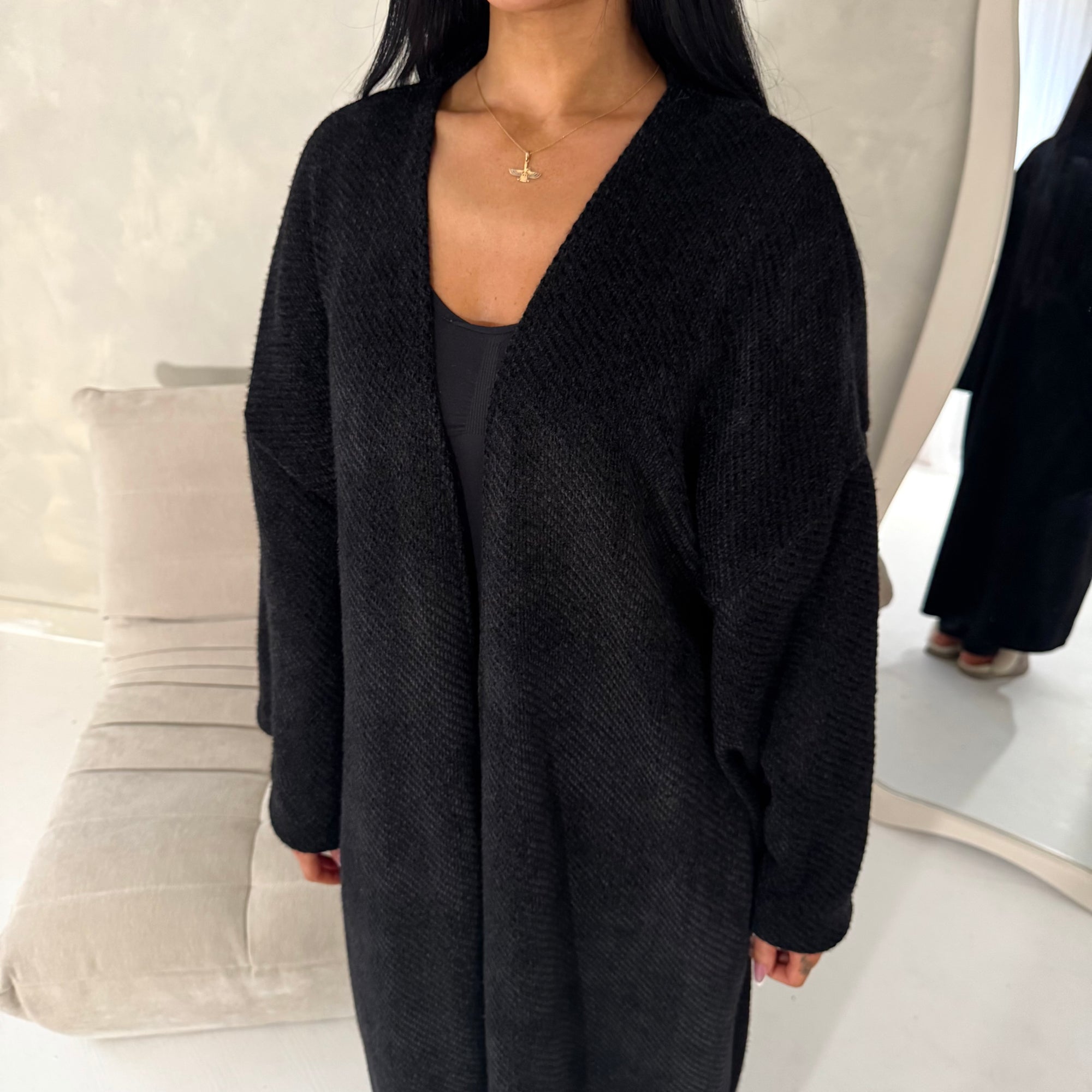 Rui Black Oversized Premium Soft Batwing Coat
