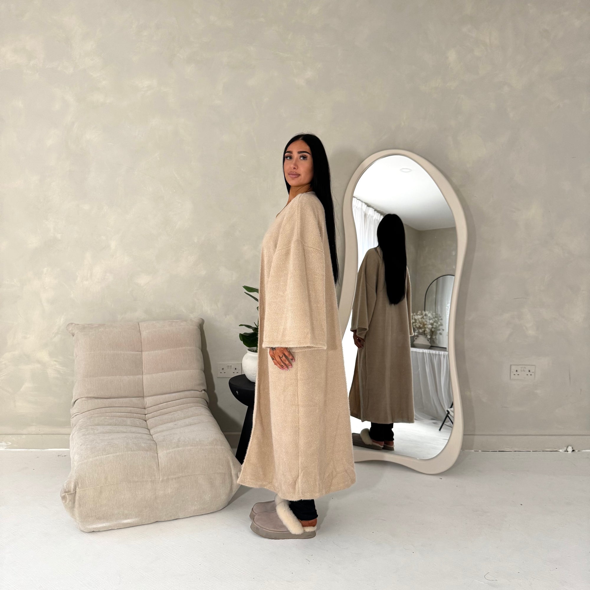 Rui Beige Oversized Premium Soft Batwing Coat