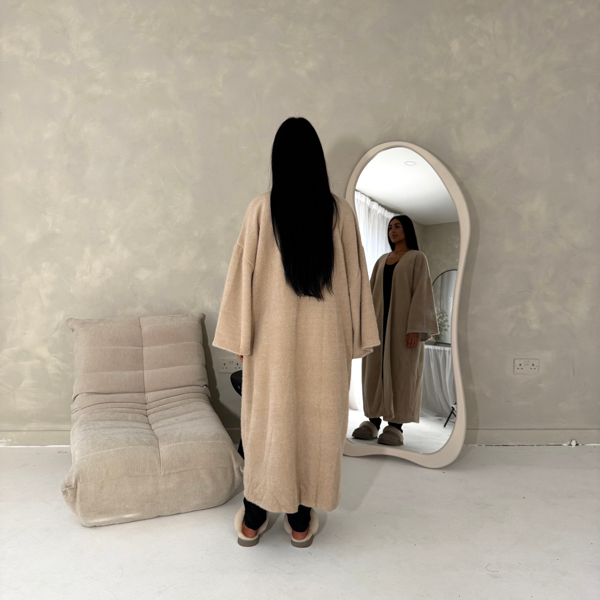 Rui Beige Oversized Premium Soft Batwing Coat