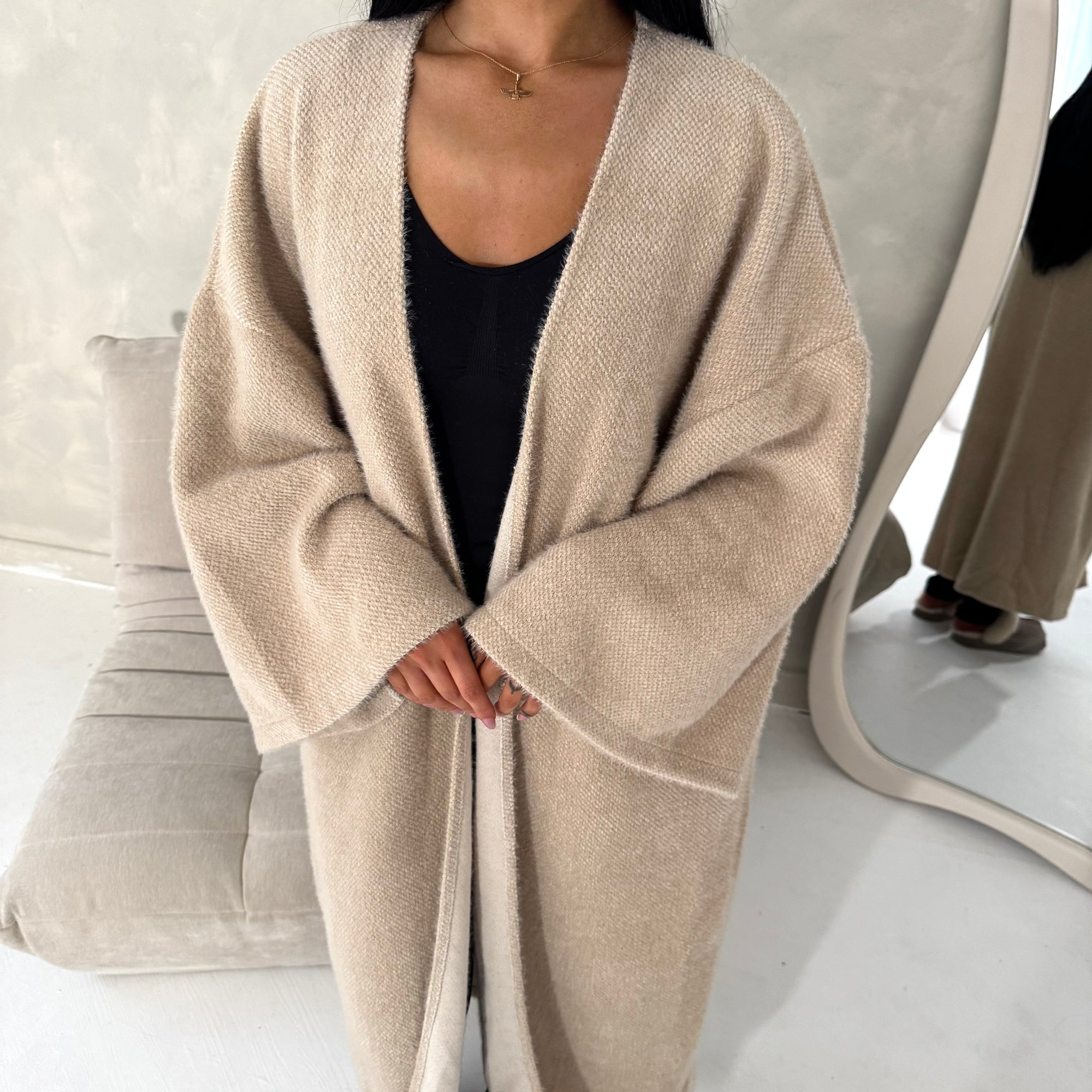 Rui Beige Oversized Premium Soft Batwing Coat