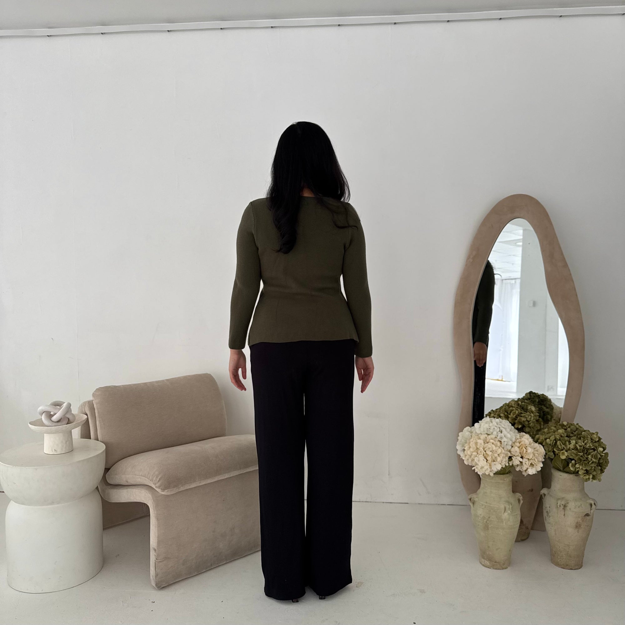 Kisa Khaki Gold Button Knitted Cardigan