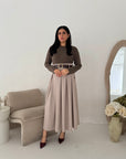 Evera Mocha Soft Rib Top Skirt Belted Dress