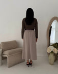 Evera Mocha Soft Rib Top Skirt Belted Dress